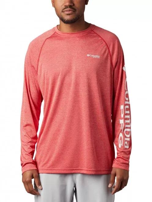 tricou cu maneci lungi, pentru sport pt. barbati Columbia Terminal Tackle Heather LS Shirt rosu 2