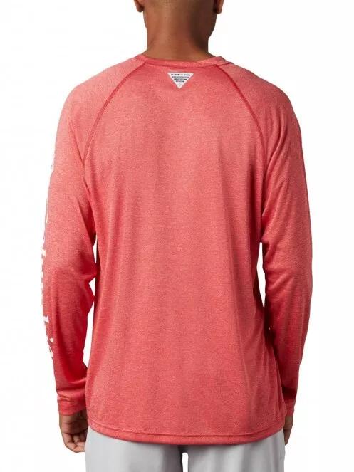 tricou cu maneci lungi, pentru sport pt. barbati Columbia Terminal Tackle Heather LS Shirt rosu 3