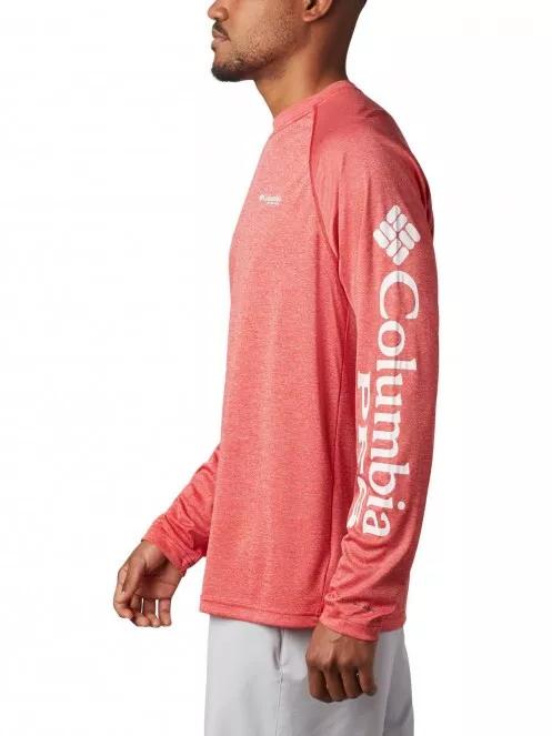 tricou cu maneci lungi, pentru sport pt. barbati Columbia Terminal Tackle Heather LS Shirt rosu 4