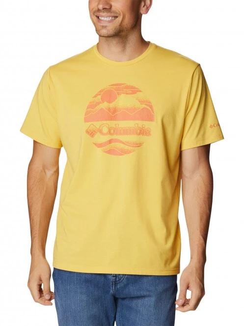tricou pentru sport, cu maneci scurte pt. barbati Columbia Men'S Sun Trek Short Sleeve Graphic Tee galben 2