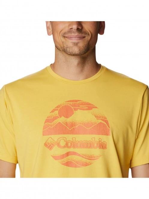 tricou pentru sport, cu maneci scurte pt. barbati Columbia Men'S Sun Trek Short Sleeve Graphic Tee galben 5