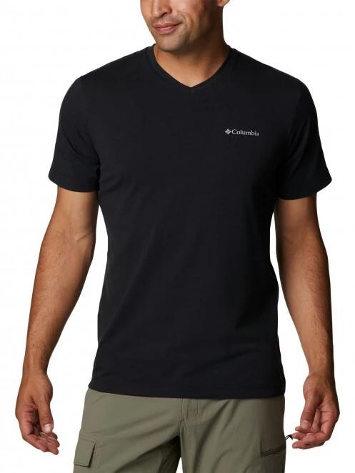 tricou pentru sport, cu maneci scurte pt. barbati Columbia Sun Trek V-Neck Short Sleeve negru 2