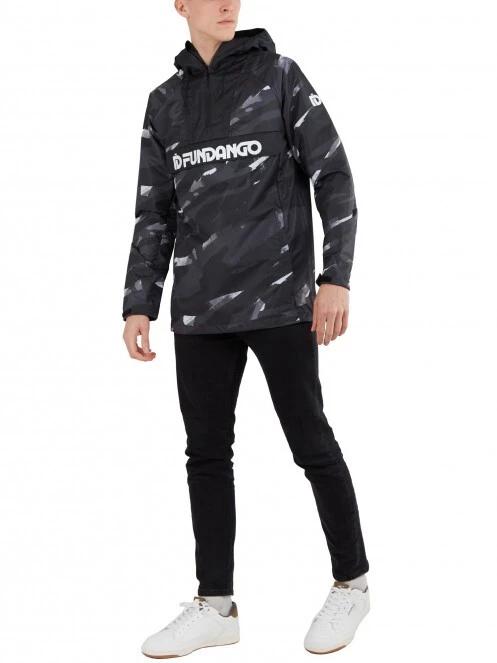 haine de ploaie pt. barbati Fundango Salmo Logo Anorak negru 4