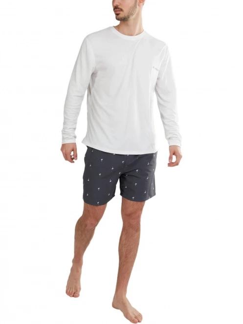 lycra cu maneci lungi pt. barbati Fundango Maurice Long Rashguard alb 4