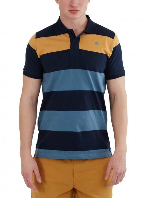 tricou cu guler pt. barbati Fundango Incognito Stripe Poloshirt albastru inchis 2