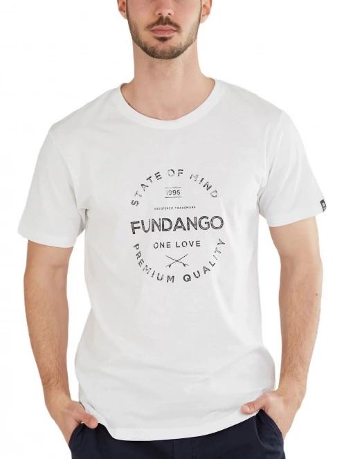 tricou cu maneci scurte pt. barbati Fundango Basic-T Logo 04 alb 2