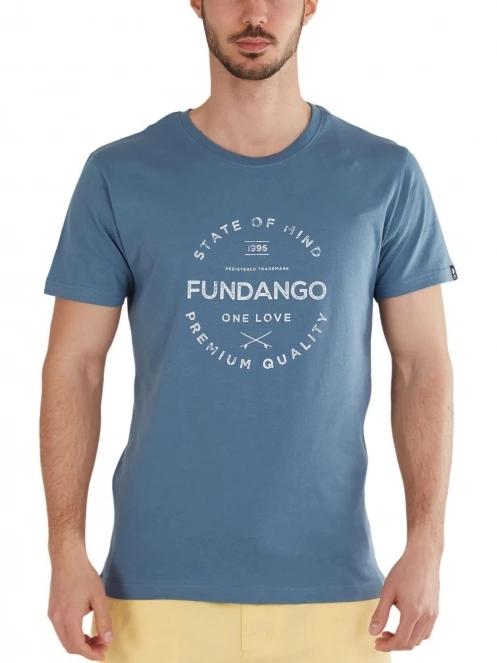 tricou cu maneci scurte pt. barbati Fundango Basic-T Logo 04 albastru 2