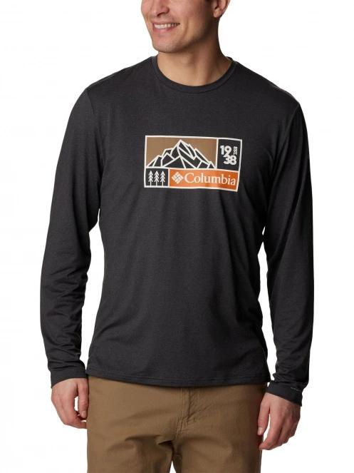 tricou cu maneci lungi, pentru sport pt. barbati Columbia Tech Trail Long Sleeve Graphic negru 2