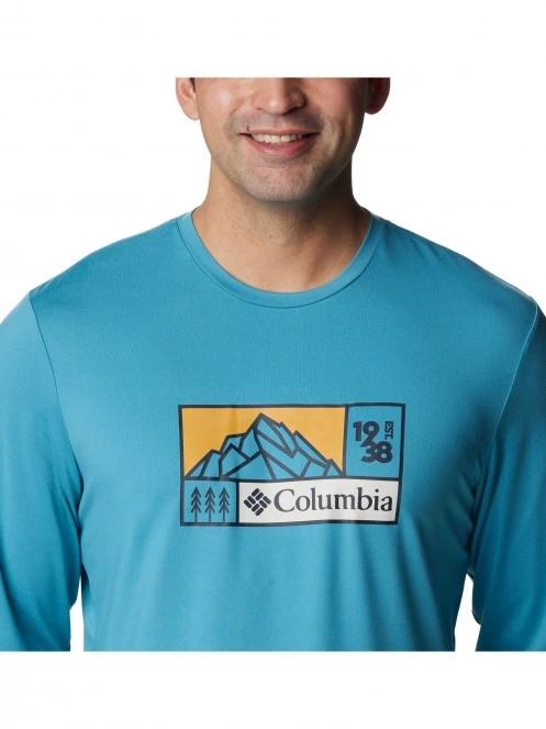 tricou cu maneci lungi, pentru sport pt. barbati Columbia Tech Trail Long Sleeve Graphic albastru 6