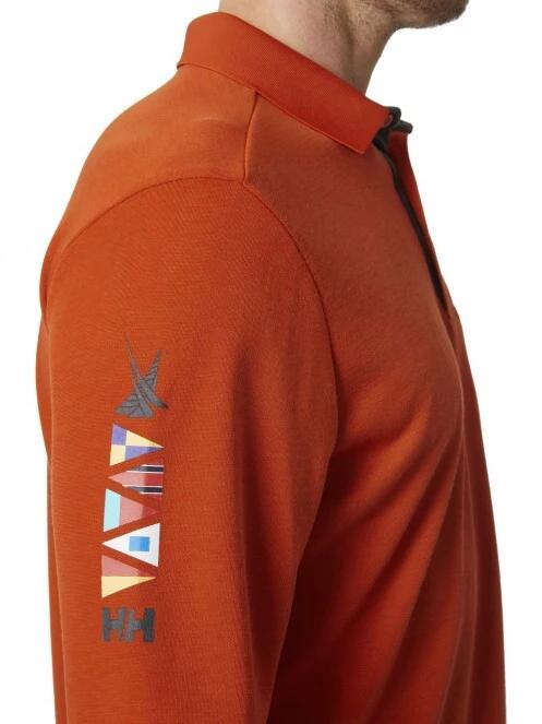 tricou cu guler pt. barbati Helly Hansen Skagerrak Quickdry Rugger portocaliu 4