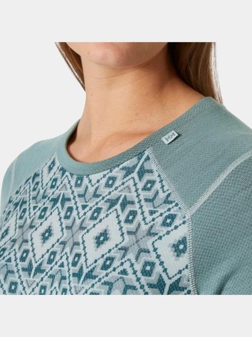 top lenjerie de corp pt. femei Helly Hansen W Lifa Merino Midw Gra Crew verde 4