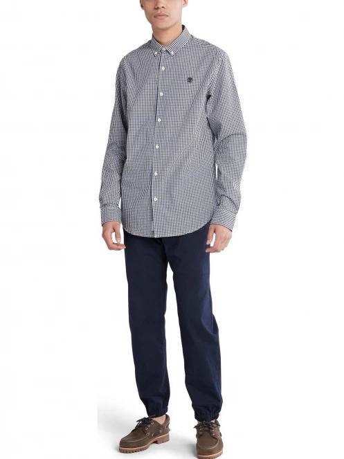 camasa cu maneci lungi pt. barbati Timberland Micro Gingham Poplin Shirt albastru inchis 5