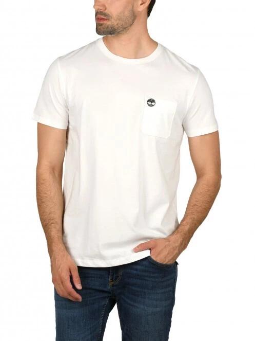 tricou cu maneci scurte pt. barbati Timberland SS Dun-Riv Pocket T alb 2