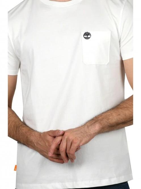 tricou cu maneci scurte pt. barbati Timberland SS Dun-Riv Pocket T alb 5