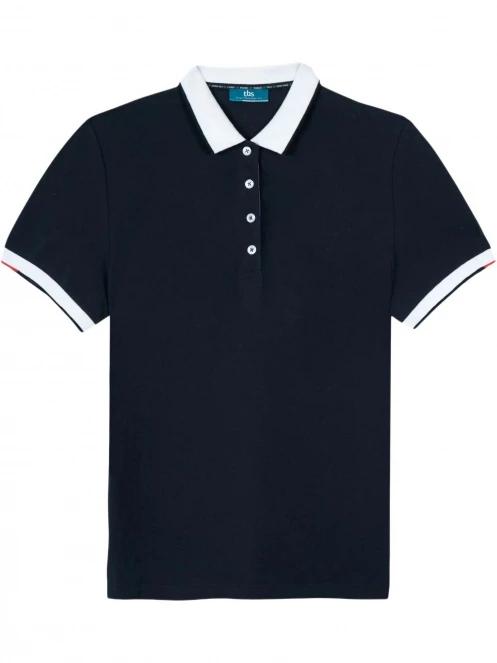 tricou cu guler pt. femei TBS Amirapol albastru inchis 2