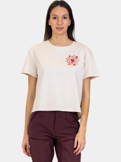 crop top pt. femei Fjallraven Fjällblomster Logo T-shirt W alb 2