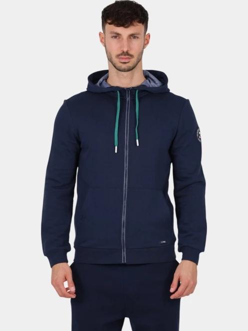 pulover cu gluga pt. barbati TBS Gianizip albastru inchis 2