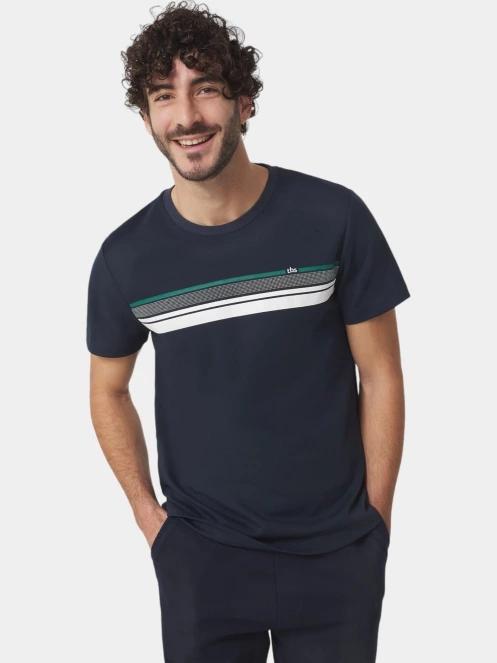 tricou cu maneci scurte pt. barbati TBS Mariotee albastru inchis 2