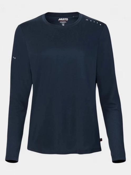 tricou cu maneci lungi, pentru sport pt. femei Musto W Evo Crew Sunblock Ls Tee albastru inchis 8