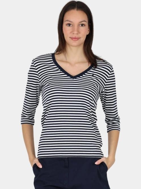 tricou cu maneci scurte pt. femei Musto W Classic V-Neck Stripe Tee albastru inchis 2