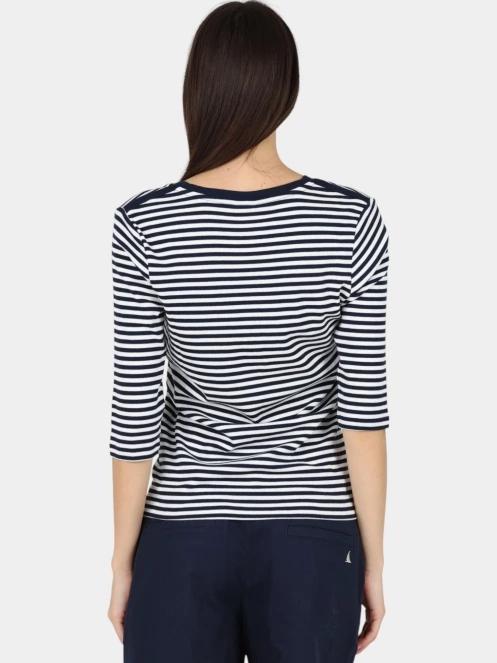 tricou cu maneci scurte pt. femei Musto W Classic V-Neck Stripe Tee albastru inchis 4