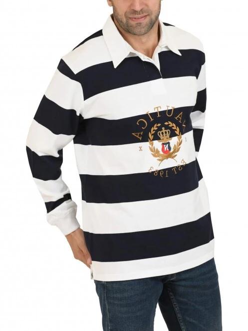 tricou cu guler pt. barbati Nautica Scholes Rugby Shirt alb 2