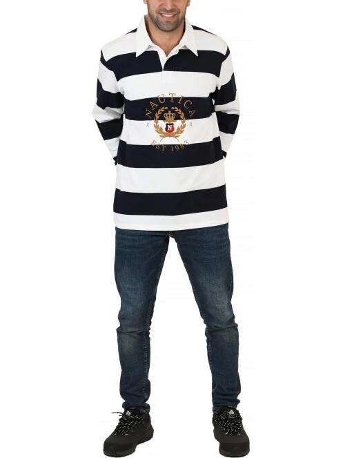 tricou cu guler pt. barbati Nautica Scholes Rugby Shirt alb 5