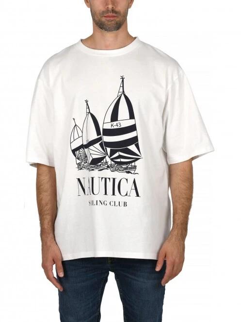 tricou cu maneci scurte pt. barbati Nautica Denton Oversized T-Shirt alb 2