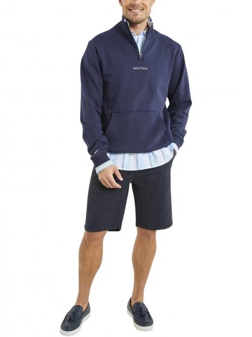 pulover pt. barbati Nautica Banff 1/4 Zip Top albastru inchis 4
