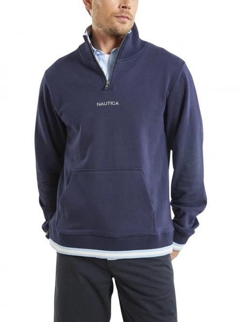 pulover pt. barbati Nautica Banff 1/4 Zip Top albastru inchis 5