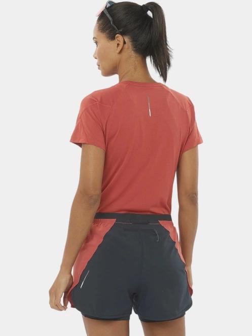 tricou pentru sport, cu maneci scurte pt. femei Salomon Cross Run Ss Tee W rosu 3
