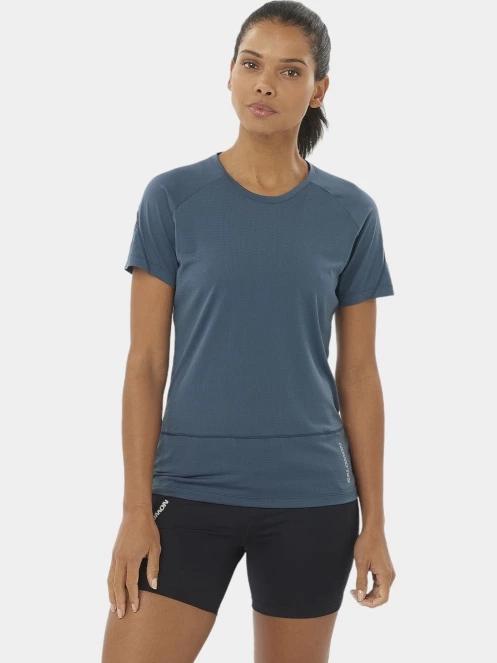 tricou pentru sport, cu maneci scurte pt. femei Salomon Cross Run Ss Tee W albastru inchis 2