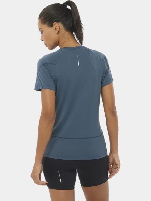 tricou pentru sport, cu maneci scurte pt. femei Salomon Cross Run Ss Tee W albastru inchis 3