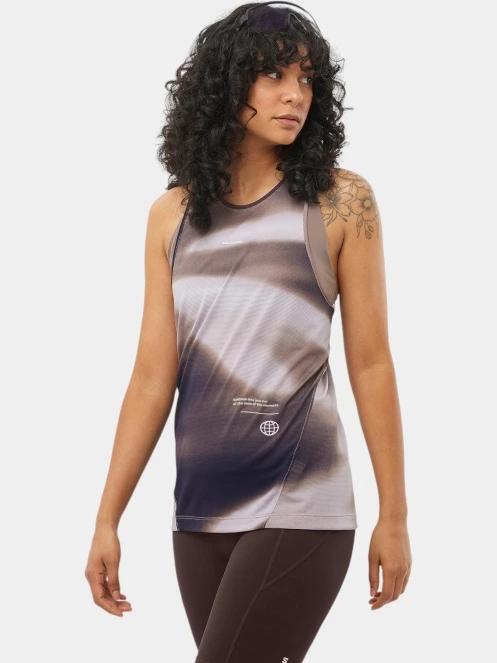 bluza tank pt. femei Salomon Shakeout Core Graphic maro 2