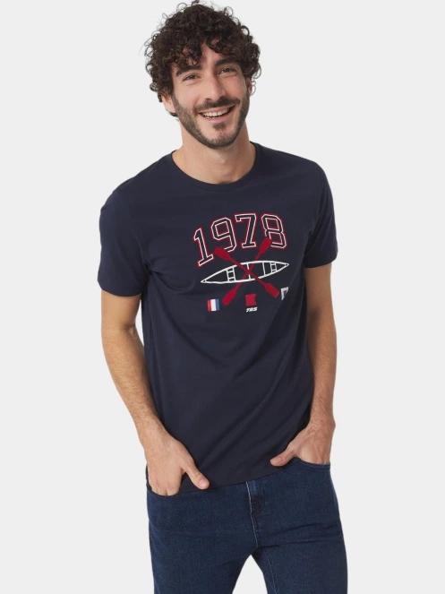tricou cu maneci scurte pt. barbati TBS Smithtee albastru inchis 2