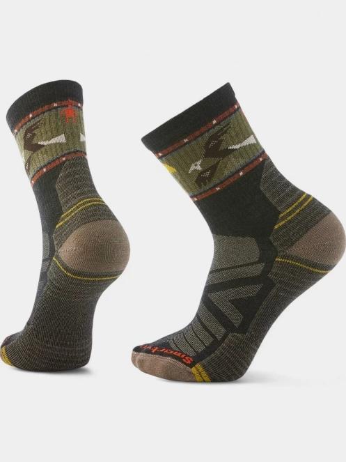 ciorapi pentru drumetii Smartwool Hike Light Cushion Soaring Print Mid Crew Socks oliv 2