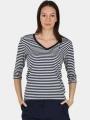 tricou cu maneci scurte pt. femei Musto W Classic V-Neck Stripe Tee albastru inchis 1
